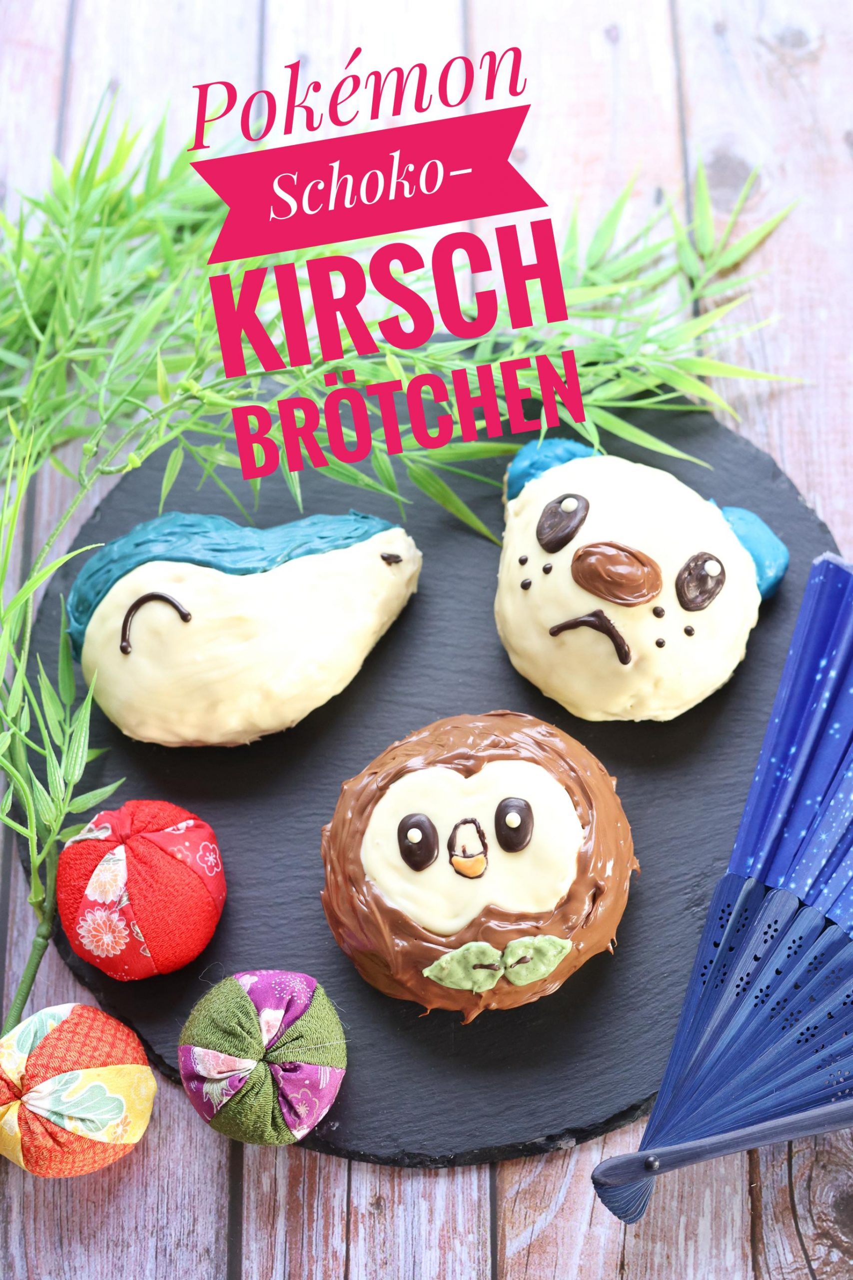 Pokémon Arceus Schoko-Kirsch Brötchen Bauz, Ottaro & Feurigel